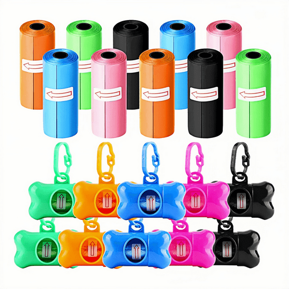 10 Pack Dog Waste Bags Dispensers and 10 Rolls Dog Waste Disposal Bags, Pet Waste Management