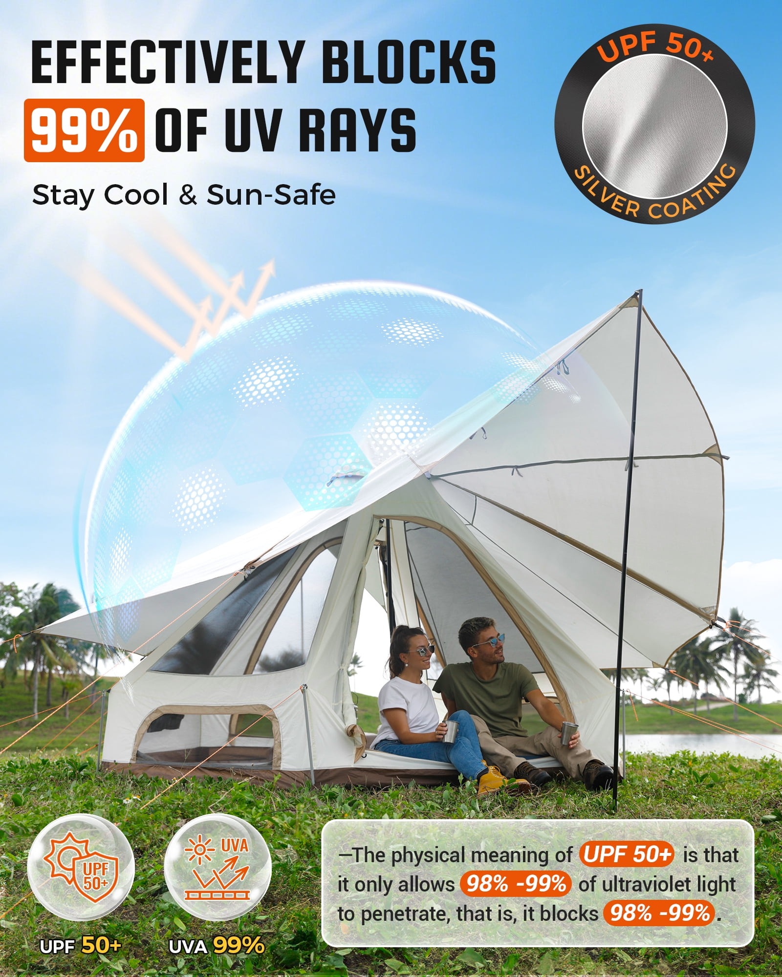 KingCamp Bell Tent for Camping, 2-4 Person All Season Waterproof Family Bell Tent, Luxury Camping Tents