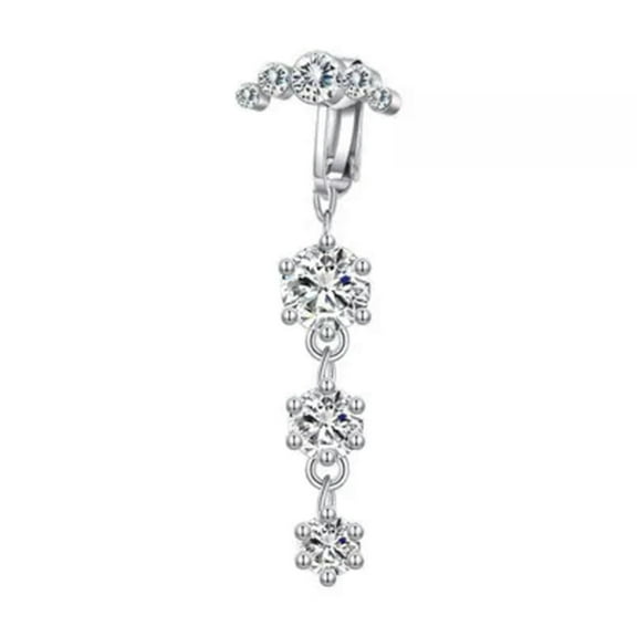 HOOUN 1pc Stainless Steel Butterfly Navel Clip CZ Belly Button Rings Body Jewelry-3