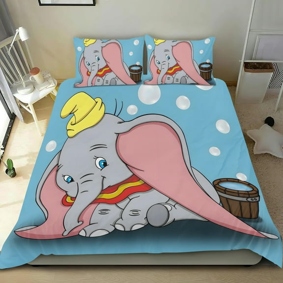Dumbo-themed Bed Sheet Set Three Piece Set Comfortable And Skin Friendly Unique Design Home Decor Gifts For Family Friends fans54x79Inches（135cm*200cm）
