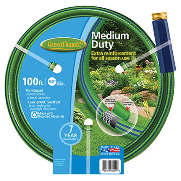 Green Thumb 8501100 5/8" x 100' Nylon Reinforced Garden Hose Walmart