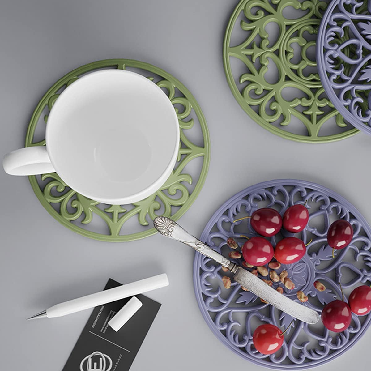 ABCISI Large Coaster Molds, 3 PCS Silicone Molds for Resin Casting,3D Mandala Flower Geode Tray Epoxy Molds Set, Round Coaster Epoxy Molds for Making Carved Hollow Cups Mats