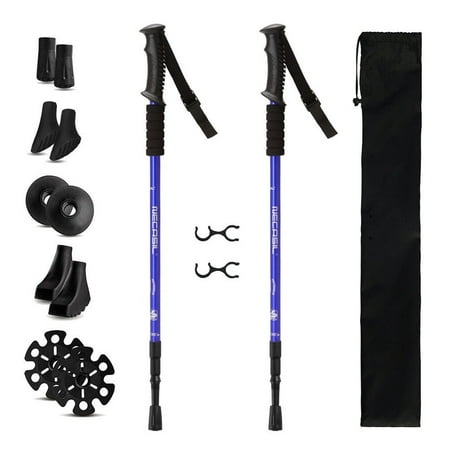 IC ICLOVER Pair 2 Trekking Walking Hiking Sticks Poles Quick Lock Adjustable Alpenstock 25.5 to 64.9 for All Heights Durable & Lightweight Aluminum Blue