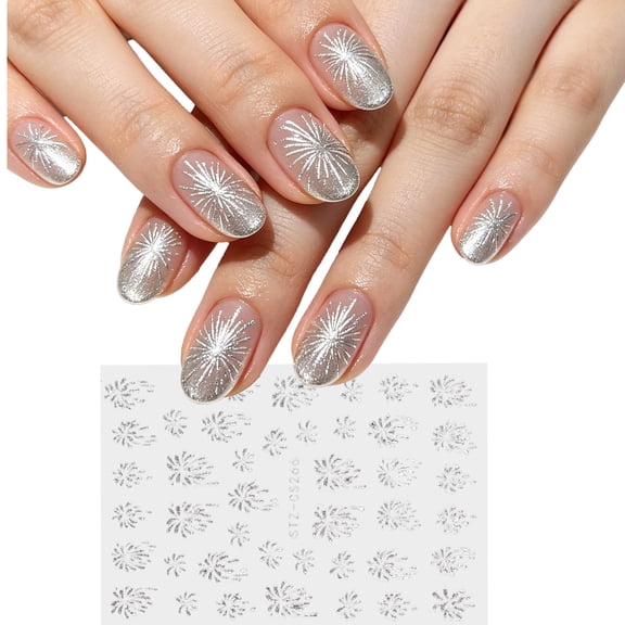 Nail Stickers 3D Laser Colorful Firework Flame Self Adhesive Nail Decals DIY Manicure Supplies for Women Girls 1 Sheet