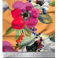 thumbnail image 1 of Soimoi Poly Georgette Fabric Leaves & Poppy Flower Printed Fabric 1 Yard 42 Inch Wide, 1 of 1