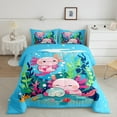 thumbnail image 2 of Homewish Cute Axolotl Bedding Comforter Set,Ocean Shell Coral Twin Comforter Sets,Pink Green Blue Bedding Set For Girls,Ultra Soft Home Decor Reversible,2pcs, 2 of 8