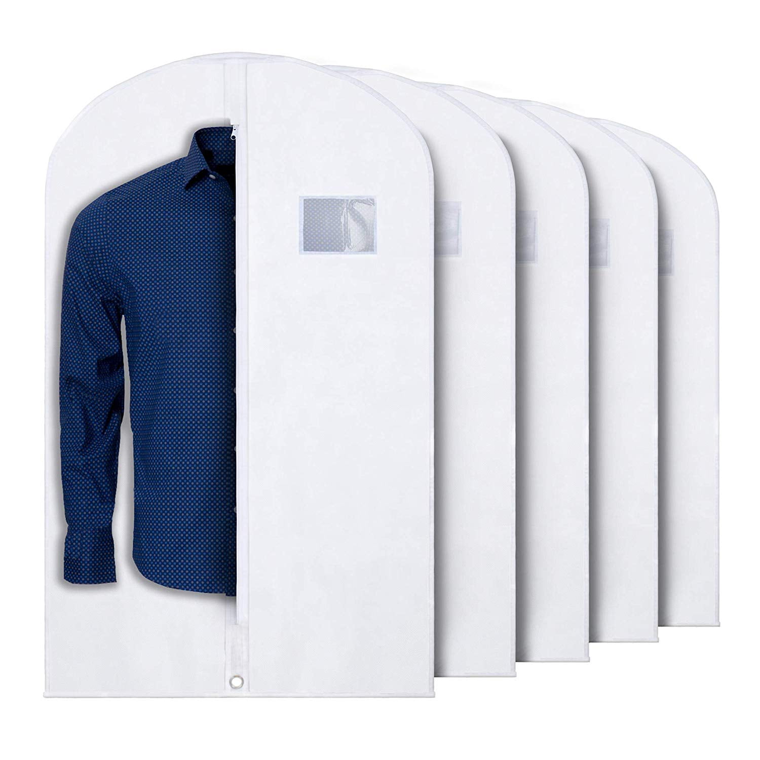 Garment Bag Suit Coat Hanging Storage Cover Dustproof Travel Reusable Men 5 Pack 