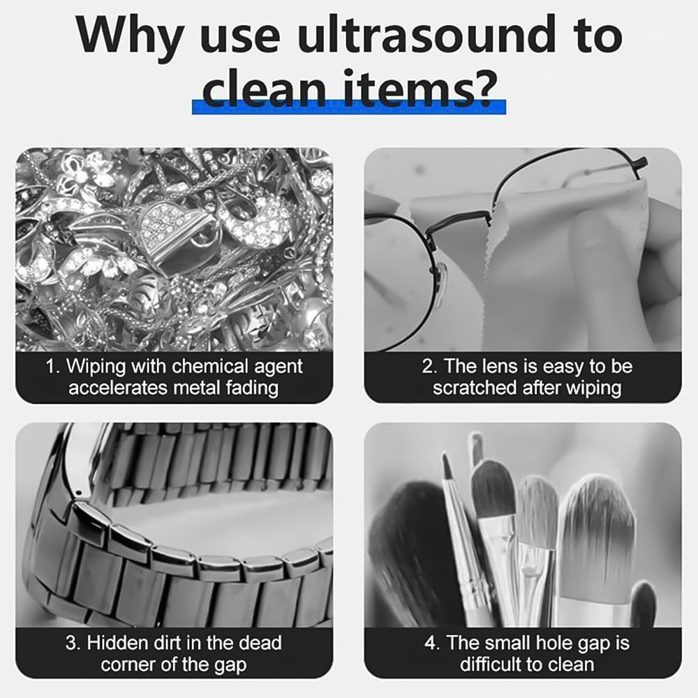 Ultrasonic Jewelry Cleaner Machine,DFITO 15W 500ML Professional Sonic Jewelry Cleaner for Glasses, Jewelry, Watch