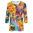 thumbnail image 5 of Tnhcen Women's World Bee Day Print Crewneck 3/4 Sleeve Autumn Casual Shirts - Plus Size Friendly Fashion Tops S-3XL, 5 of 5