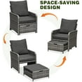 thumbnail image 3 of Yalissey 5 Pieces Wicker Patio Furniture Set , Patio Bistro Set with Ottoman and Table for Garden, Poolside, Backyard (Grey), 3 of 6