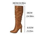 thumbnail image 5 of Slouchy Knee High Boots for Women 2025 Vintage Casual Leather Stiletto High Heel Winter Fall Dress Tall Boots, 5 of 6