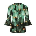 thumbnail image 5 of AOOCHASLIY Clothess Trendy Women Tops Women Loose 3/4 Sleeves T-shirt V Neck Blouse Casual Fashion Printed Tops, 5 of 5