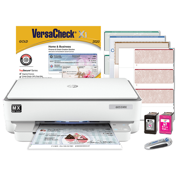 VersaCheck Envy 6055 MXE MICR Check Printer X1 Gold Check Printing Software Bundle, White (CANADA Software)