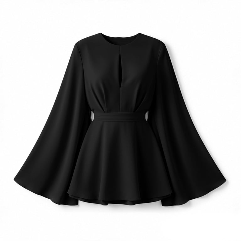 Blmnix A Line Dresses Womens Dress Peplum Petite Short Dress Petticoat Crew Neck Mini Blue Long Sleeve Adjustable Waist Womens Dresses Casual XL