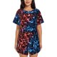 thumbnail image 1 of Fotbe Red And Blue Lightning Conjunto de Pijama Estampado para Mujer, 2 Piezas, Ropa de Dormir con Camiseta de Manga Corta y Shorts Suaves-Large, 1 of 6