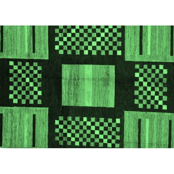 Ahgly Company Indoor Rectangle Abstract Emerald Green Modern Area Rugs, 8' x 10'