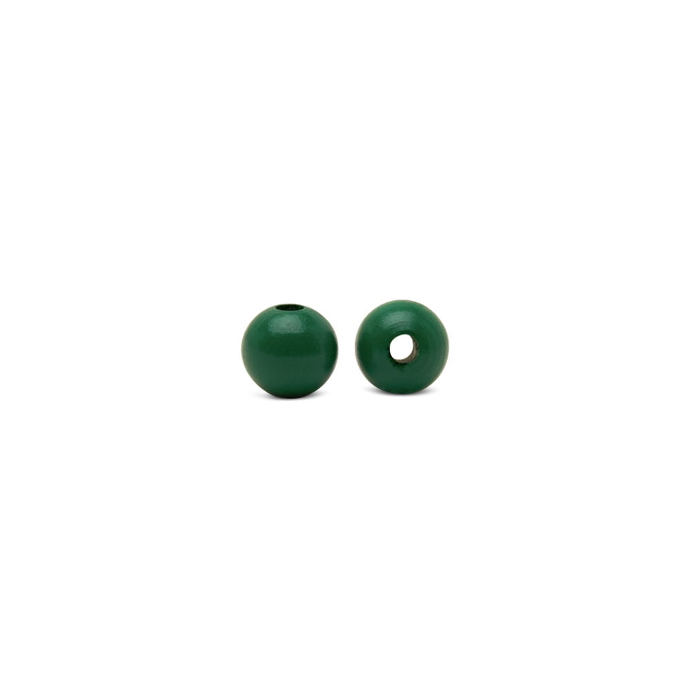 Green Wooden Beads Round, 1/2 Inch, 3mm Hole, Pack of 50 Small Colored Beads for Crafts, Jewelry, Garlands, Spacers, and Macrame, by Woodpeckers