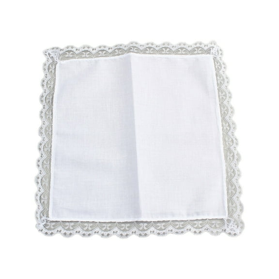 Ywmsfl Portable Tie-dye Lace Trim Cotton Handkerchief for Woman Man Gentleman White Cotton Handkerchief Lace Trim Handkerchief