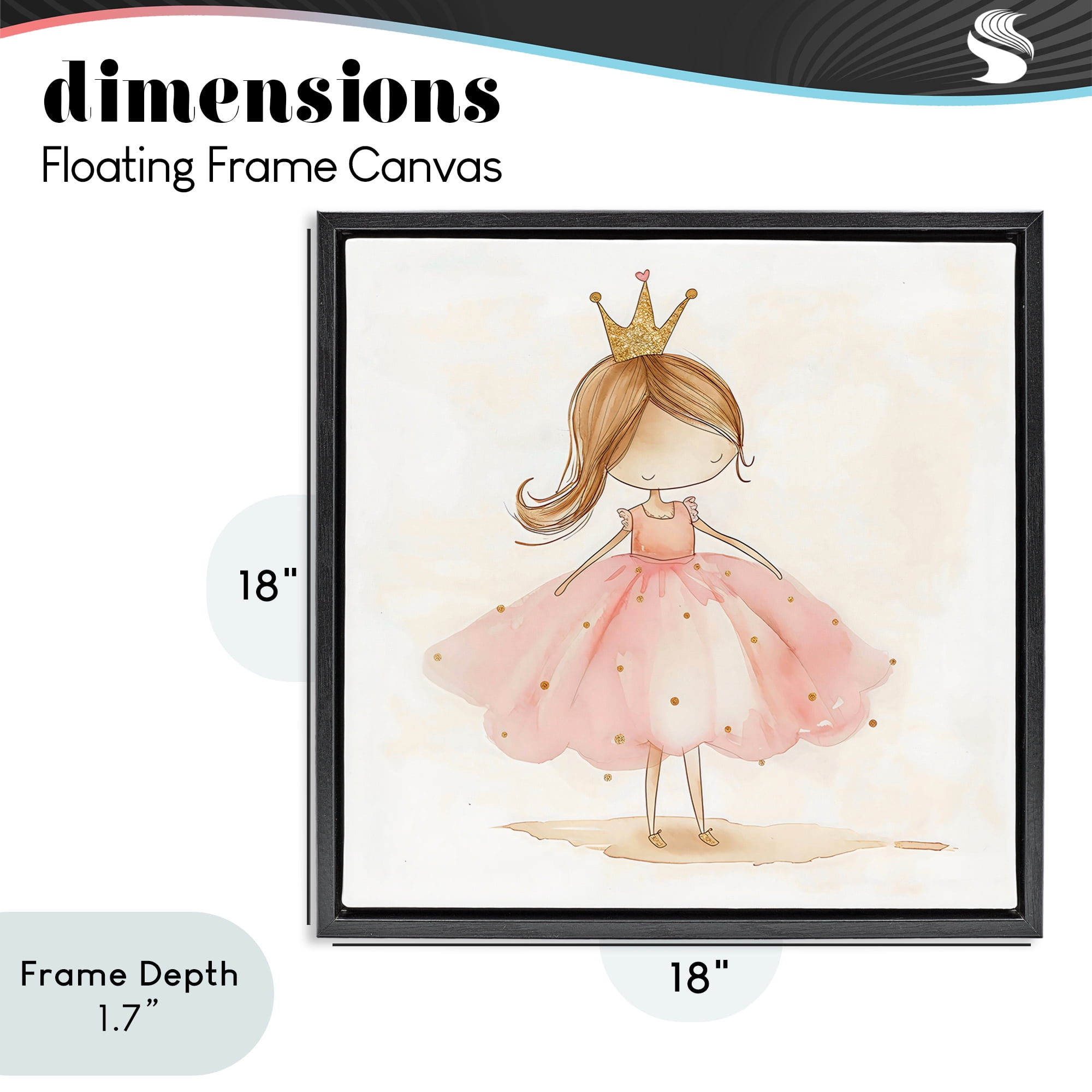 Stupell Industries Little Princess with Crown Black Framed Floater Canvas Wall Art, design by Creative Studio