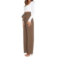 thumbnail image 3 of Xuanfei Women Solid Color High Waist Tie Waisted With Pockets Straight Leg Pants, 3 of 7