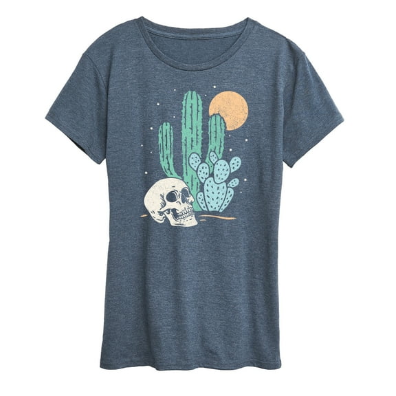 Instant Message -Found In the Desert Skull, Catus, & Moon - Women's Short Sleeve Graphic T-Shirt