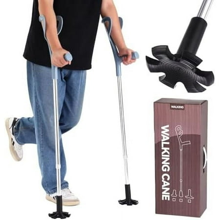 Forearm Crutch Folding Forearm Crutch for Adults Adjustable Crutch Lightweight with Ergonomic Handle Non-Slip Base (2 Units)