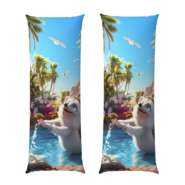 Balery Playful Hedgehog Forest Pond Funda Protectora para Almohada Corporal de Algodón Hipoalergénico con Cierre(55 x 21 pulgadas), Almohadas No Incluidas