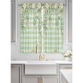 thumbnail image 2 of Watercolor Floral Living Room Curtains 2 Panel, Spring Flowers Leaves Botanical Green Plaid Cafe Window Treatment, Extra Long Farmhouse Bedroom Bathroom Kitchen Curtains Drapes 104"x72", 2 of 6