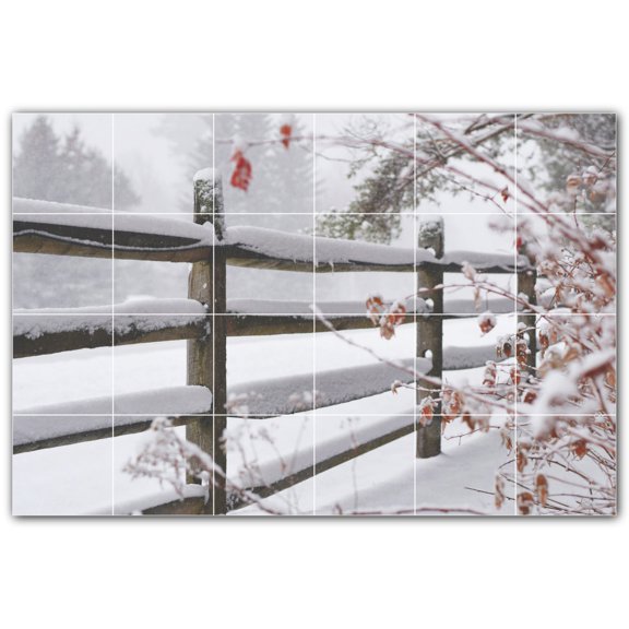 Picture-Tiles.com: Winter Ceramic Tile Wall Mural WAL501228-64L. 48"W x 32"H using (24) 8" x 8" Ceramic Tiles-Satin Finish
