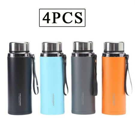 

VECPIO of 4 portable outdoor sports water kettles with high aesthetic value and large capacity equipped with lifting ropes stewed tea cups 304 stainless steel insulated cups