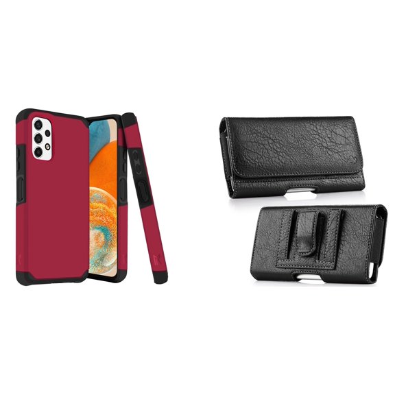 MK Armor Case for Samsung Galaxy A23 5G and Belt Holster Pouch - Magenta