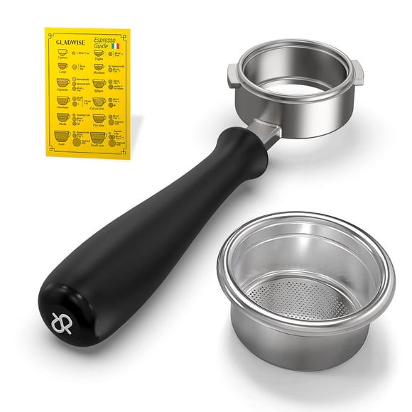 Rancilio Silvia Bottomless Portafilter 58mm - Authentic Italian Portafilter with 3 Cup Basket. Fits Home and Commercial Espresso machines + Gladwise