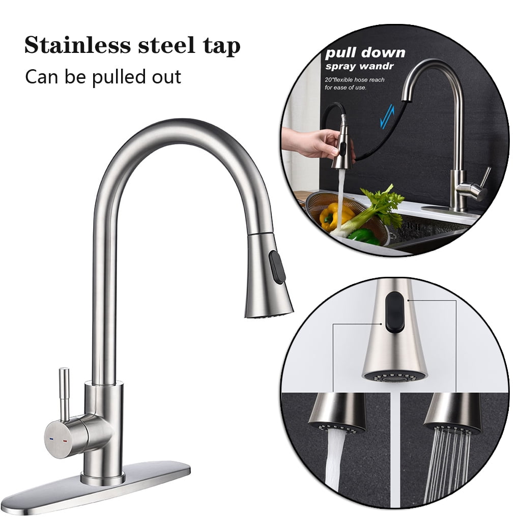 Single Handle High Arc Pull out Kitchen Faucet with Pull down Sprayer