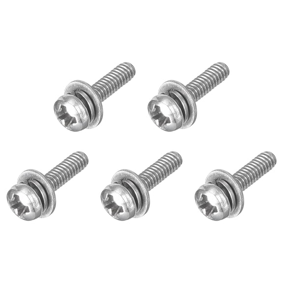 M2 x 8mm 304 Stainless Steel Phillips Pan Head Machine Screws Bolts Combine with Spring Washer and Plain Washers 5Pack