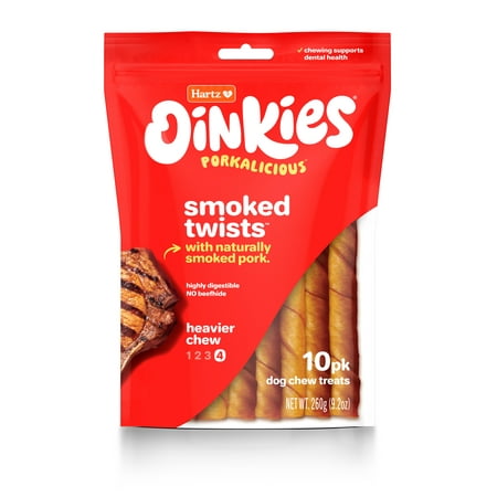 UPC: 0032700990350 | Hartz Oinkies Rawhide-Free Pig Skin Twists Real Smoked Flavor Dog Treats 9.2oz (10 Count)