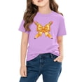 thumbnail image 3 of Piuwrlz Short Shirts Sleeve Kids Girls Graphic T-Shirts Cotton Pullover Purple Size 9 Years, 3 of 10