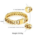 thumbnail image 3 of 15mm Curb Rombo Link Bracelet For Men 316L Stainless Steel Chain Gold, 3 of 5