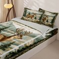 thumbnail image 3 of Castle Fairy Vintage Oil Paint Spotted Deer Zipper Full Size Comforter Sets with Fitted Sheet and 2 Pillowcases,Pine Cone Fringe Mountain Zipper Bedding Set,Olive Brown Cream,Grey Reversible,4pcs, 3 of 6