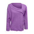thumbnail image 5 of Comdrip Women's Asymmetrical Off Shoulder Knit Sweater Long Sleeve Loose Fit Wrap Fall Pullover with Side Buttons Purple XXL, 5 of 6