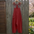 thumbnail image 3 of JGGSPWM Women's Summer Casual Breathable Sports Solid Color Suspender Romper Jumpsuit Shorts Overalls Baggy Rompers Jumpsuits with Pockets Red XL, 3 of 9