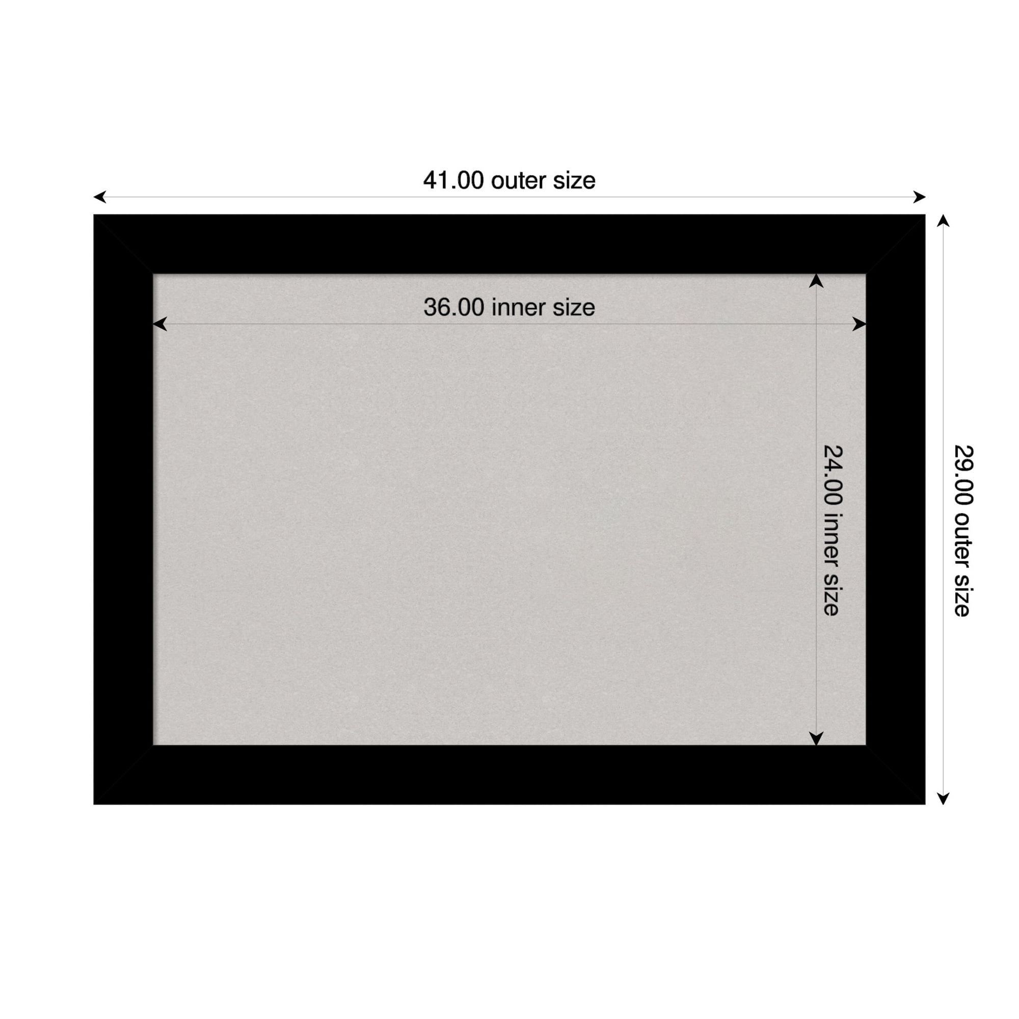 Amanti Art Grey Cork Board Wood Framed Basic Black Bulletin Board 41 in. x 29 in.