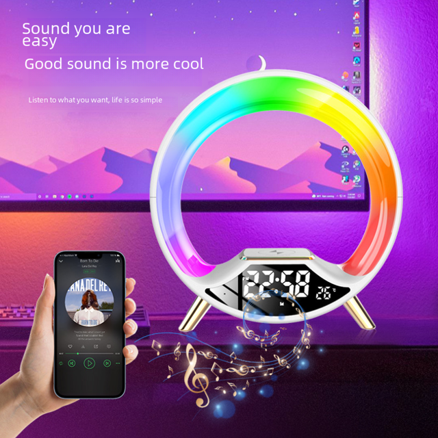 Three in one wireless charging, sunrise alarm wake-up light, Bluetooth speaker, ambient light, multifunctional night light
