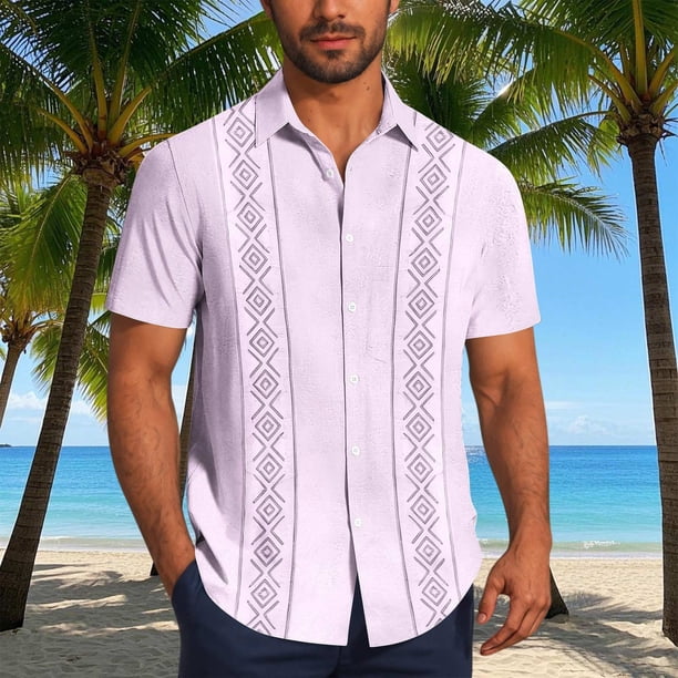 Blusa y camisa de manga corta con cuello vuelto Camisa casual para hombre Camisa de bolos vintage de manga corta Camisas de verano de playa cubana Camisa con botones Blusa para hombre Poliéster