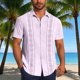 thumbnail image 1 of Blusa y camisa de manga corta con cuello vuelto Camisa casual para hombre Camisa de bolos vintage de manga corta Camisas de verano de playa cubana Camisa con botones Blusa para hombre Poliéster, 1 of 6