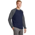 thumbnail image 4 of Sport-Tek Sport Wick Raglan Colorblock Fleece Crewneck-2XL (Navy/ Dark Smoke Grey), 4 of 6