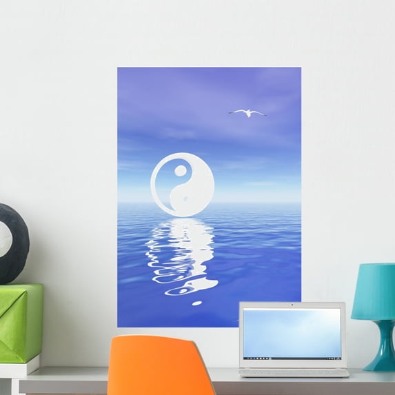 Yin and Yang Blue Wall Decal by Wallmonkeys Peel and Stick Graphic (24 in H x 17 in W) WM201494