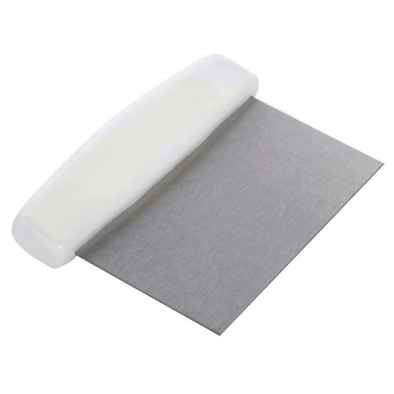 HUBERT® Dough Scraper with White Plastic Handle Stainless Steel - 6 1/2"L x 4 1/2"W x 1"H