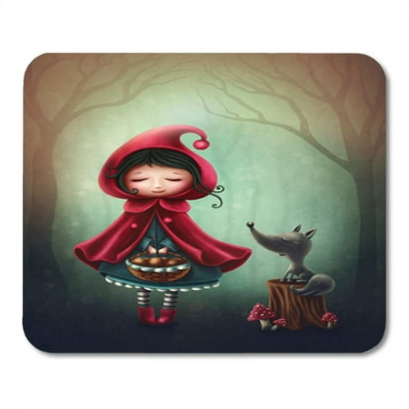 LADDKE Green Fairy Little Red Riding Hood and The Wolf Mousepad Mouse Pad Mouse Mat 9x10 inch