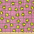 thumbnail image 2 of Ambesonne Summer Fabric by the Yard Microfiber, Oversimplified Sun Square, 3 Yards, Pink Soft Pink Yellow, 2 of 2