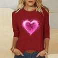 thumbnail image 2 of VKOYWKM Valentine's Day Heart Shirts for Women Cute Graphic Tees Tops 3/4 Sleeve Casual Spring Clothes Loose Fit Crew Neck Valentine Shirt, 2 of 6